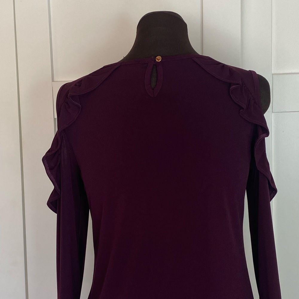 Ivanka Trump Cold Shoulder Ruffle Top Blouse - Picture 9 of 11